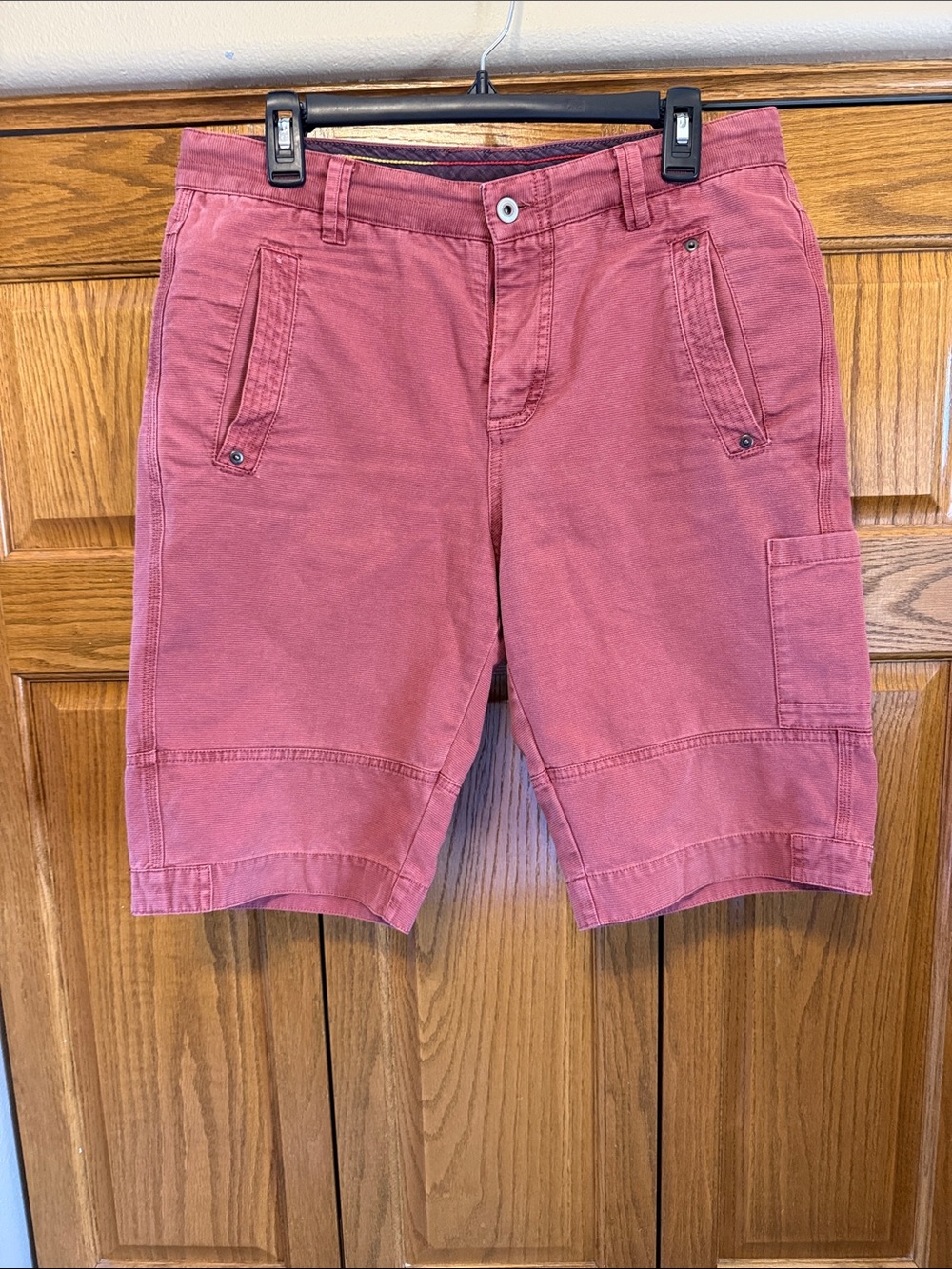 Men's Rust-Pink Cotton Cargo Shorts-Size: 32